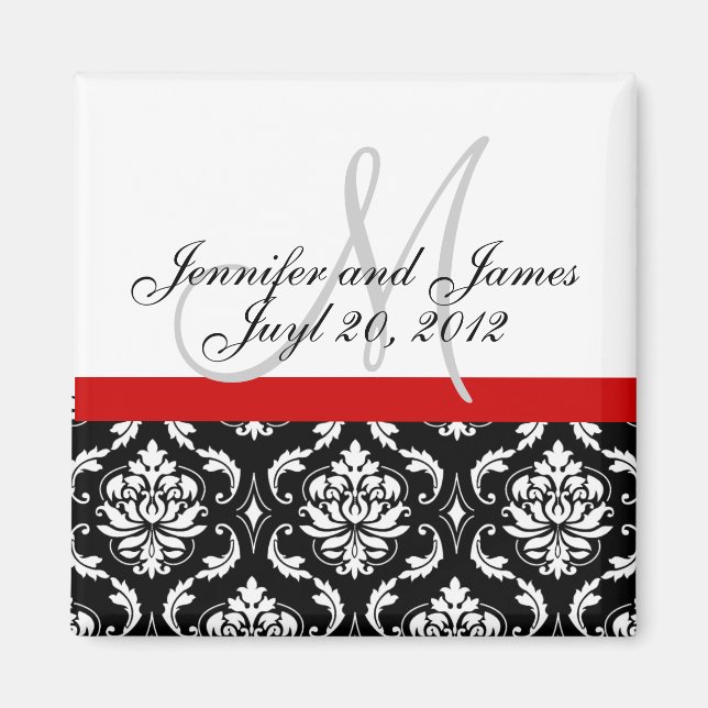 Enregistrer la date Damask Monogram Magnet Mariage (Devant)