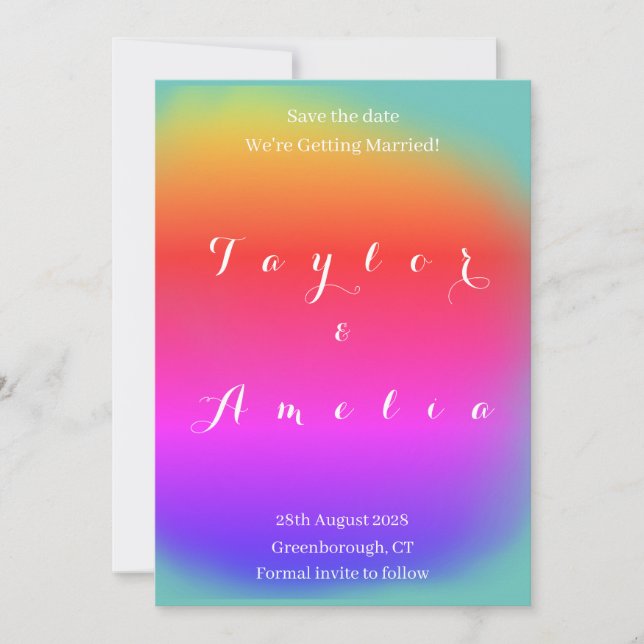 Enregistrer la date de mariage coloré Invitation (Devant)