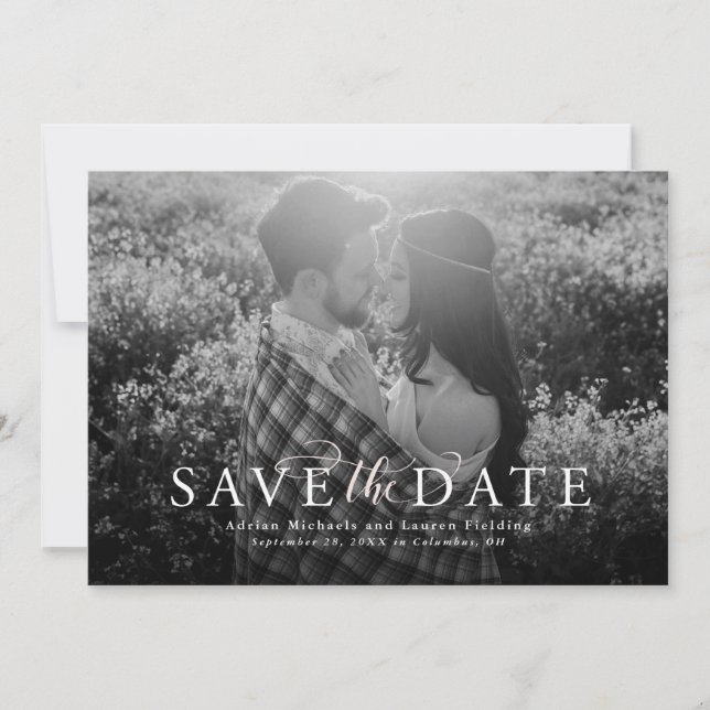 Enregistrer la date élégante carte photo blush (Devant)