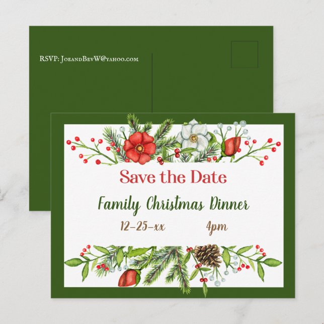 Enregistrer la date Famille Invitation de dîner de (Devant / Derrière)