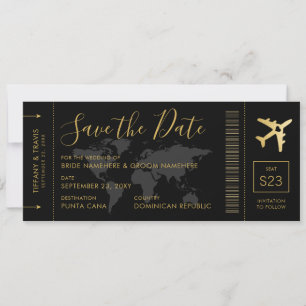 Enregistrer la date Gold World Carte Embarquement 