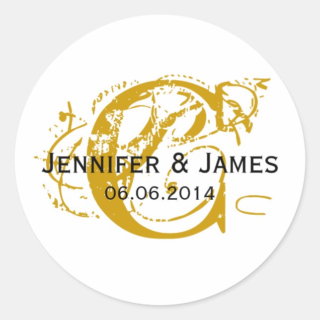 Enregistrer la date initiale Noms Mariage Sticker  (Devant)