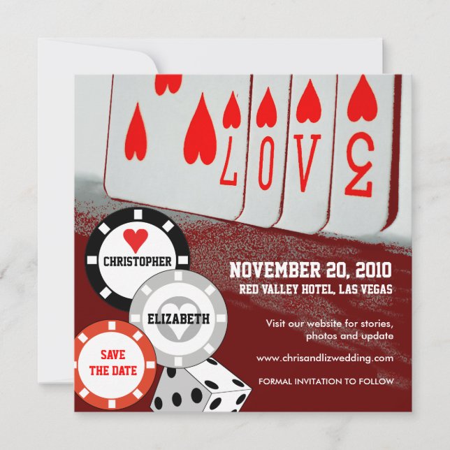 Enregistrer La Date Invitation Love Casino Card 3 (Devant)
