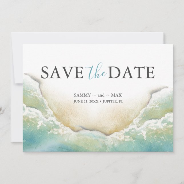 Enregistrer La Date Invitations Watercolor Beach W (Devant)