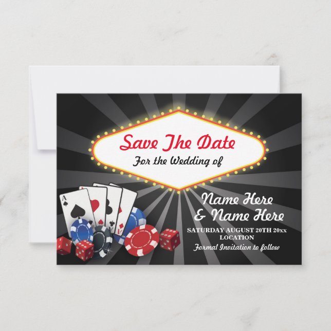 Enregistrer la date Las Vegas Casino Cartes Dice (Devant)