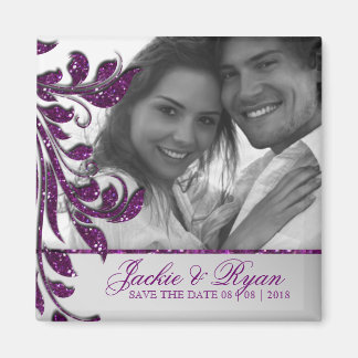 Enregistrer la date Magnet Photo Purple Sparkle
