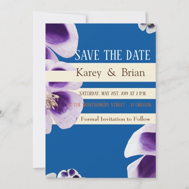 Enregistrer la date Mariage Carte photo Elegant Bl (Devant)