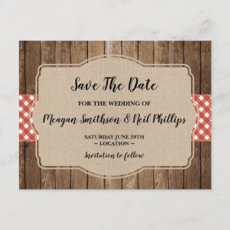Enregistrer la date Mariage carte rouge En vichy B