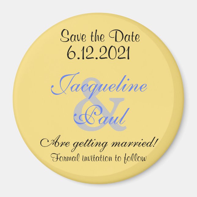 Enregistrer la date Mellow Yellow Blue Magnets (Devant)