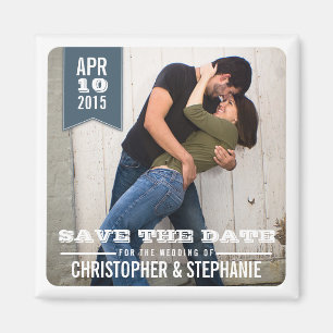 Enregistrer la date Modern Rustic Photo Magnet   G