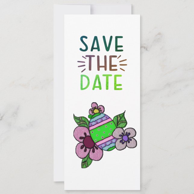 Enregistrer La Date Oeuf Et Fleurs Invitation (Devant)