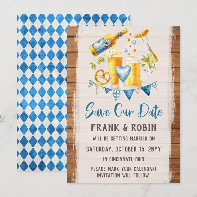 Enregistrer La Date Oktoberfest Mariage Carte Bava (Devant / Derrière)