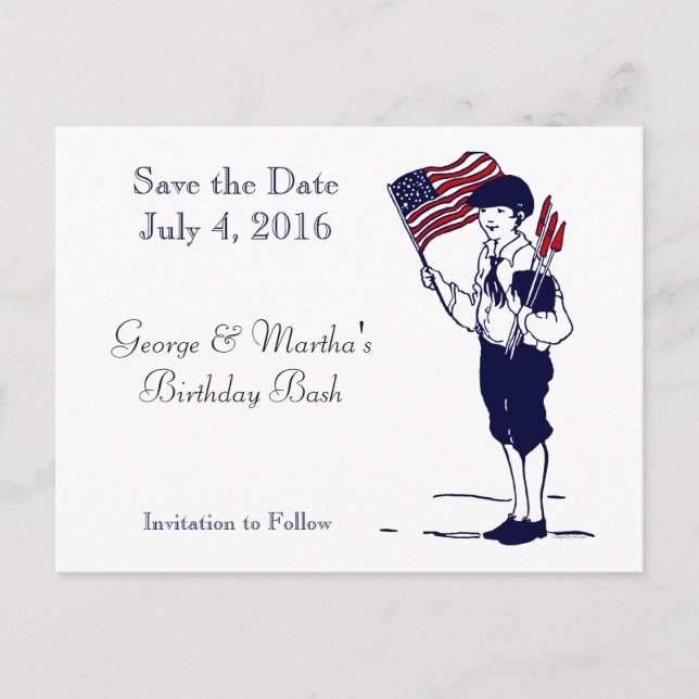 Enregistrer la date Patriotic Flag Fireworks Carte (Devant)