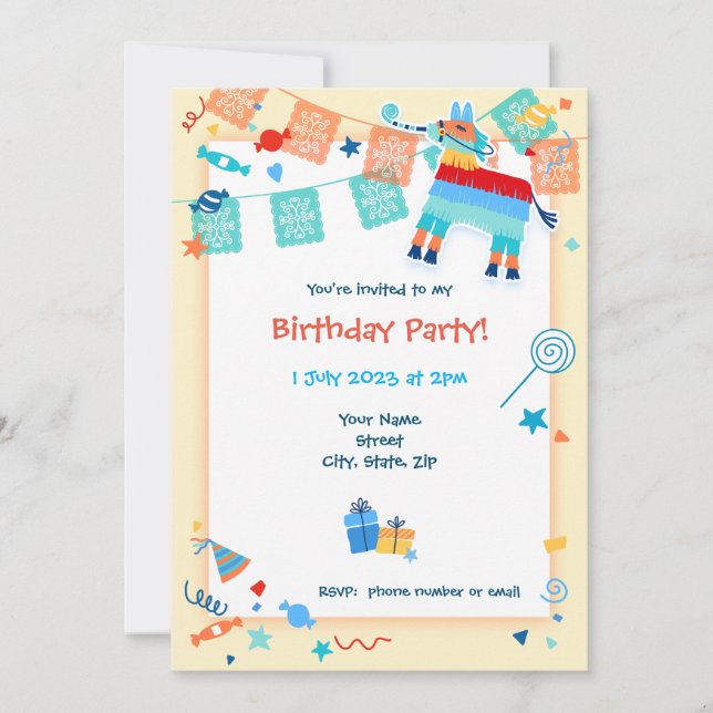 Enregistrer la date Pinata Anniversaire Invitation (Devant)