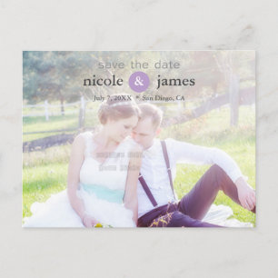 ENREGISTRER LA DATE Purple Typography Photo Carte 