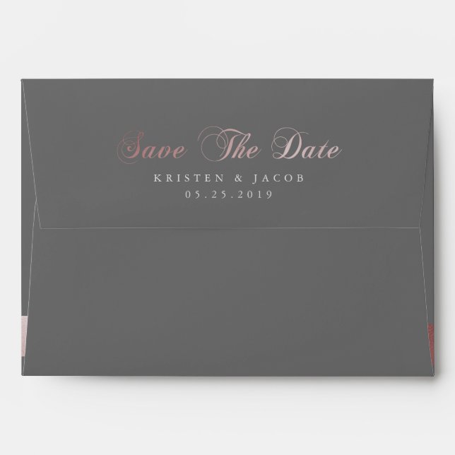 Enregistrer la date Rose Gold | Enveloppe personna (Dos (Haut rabat))