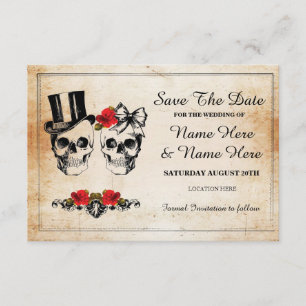 Enregistrer La Date Rustic Skulls Carte Rose