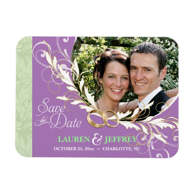 Enregistrer la date - Sage & Lavender Photo Magnet (Horizontal)