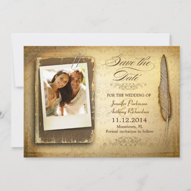 enregistrer la date vintage des invitations photo (Devant)
