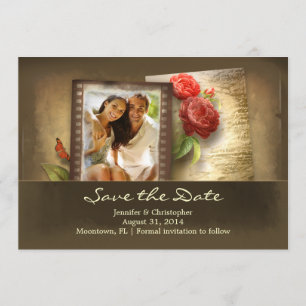 enregistrer la date vintage photo invitation rusti