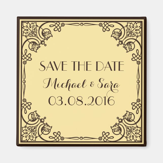 Enregistrer La Date Vintage Wedding Magnet (Devant)