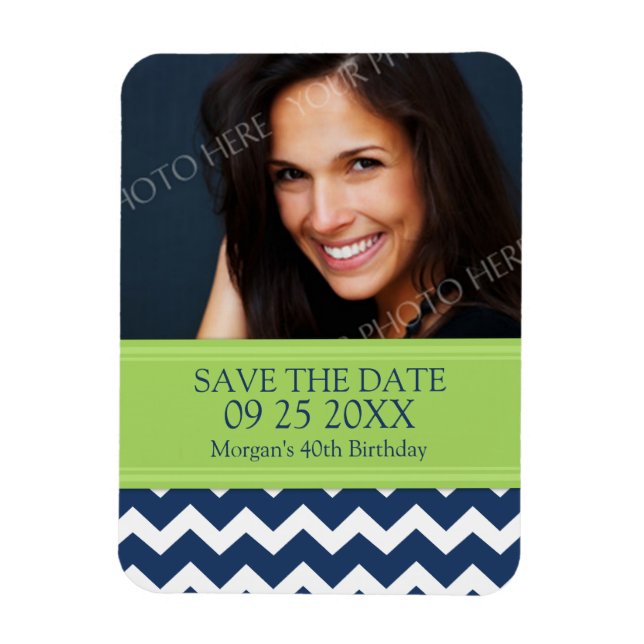 Enregistrer la photo Date Anniversaire Magnet Blue (Vertical)