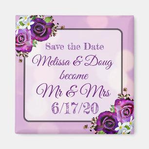 Enregistrer le aimant Mariage de date violet