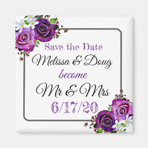 Enregistrer le aimant Mariage de date violet