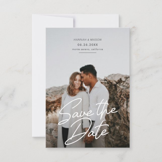 Enregistrer le Faire-part de script de date simple (Devant)