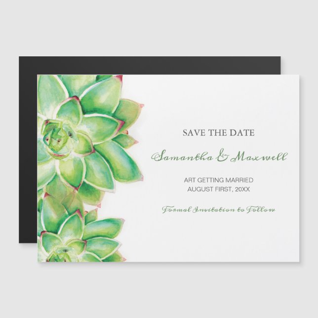 Enregistrer Le Magnet De Date, Succulent (Devant / Derrière)