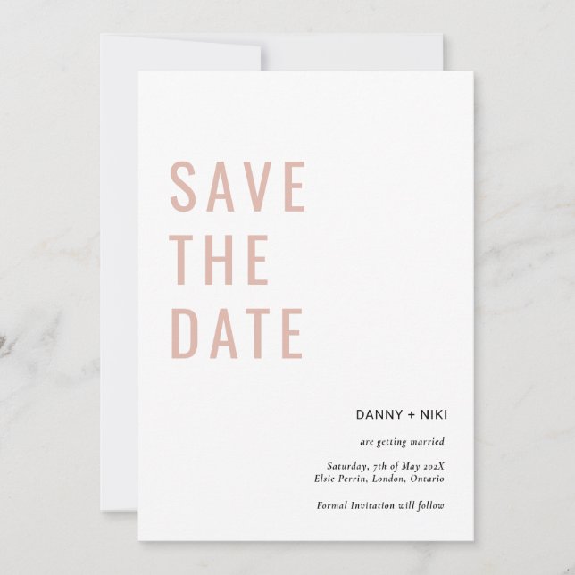 Enregistrez la date Invitation simple minimaliste (Devant)