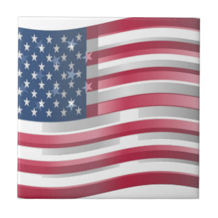 Enriched USA Flag: Wavy Layered Design Artistic Pa Tile