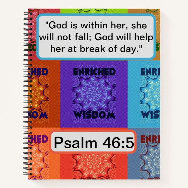 Enriched Wisdom: Psalm 46:5 Pop Art Crystal Design Notebook (Front)