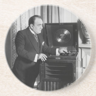 Enrico Caruso with a Victrola Brand Phonograph Coaster