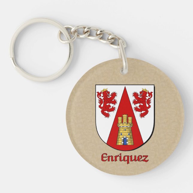 Enriquez Historical Shield with Flag of Mexico Keychain (Front)