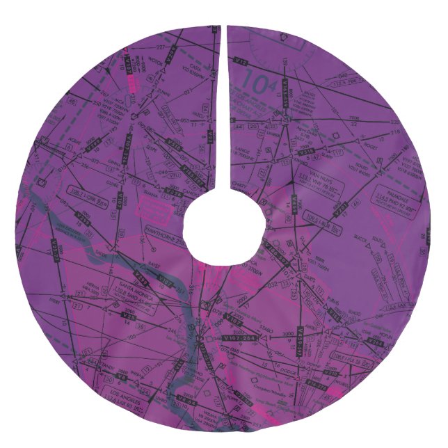 Enroute Low Altitude Aviation Chart Brushed Polyester Tree Skirt (Front)