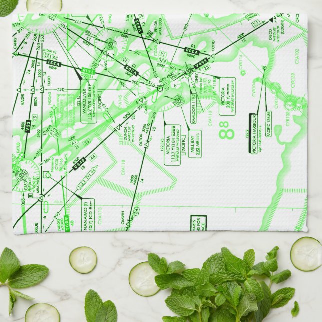 Enroute Low Altitude Chart Kitchen Towel (Folded)