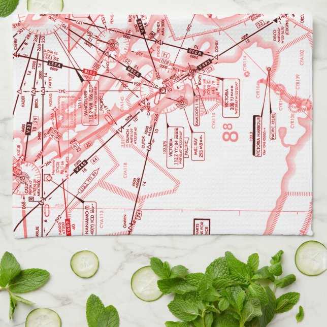 Enroute Low Altitude Chart Kitchen Towel (Folded)