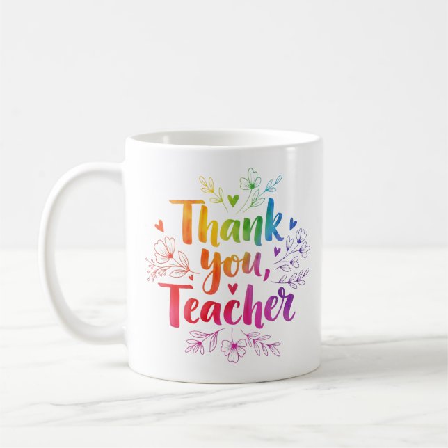 Enseignant brillant coloré "Merci" Mug Cadeau (Gauche)
