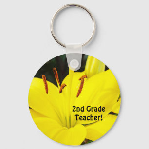 Enseignant de 2e année ! porte-clés Fleurs Jaunes