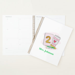 Enseignant de deuxième année Pink Carnet planifica