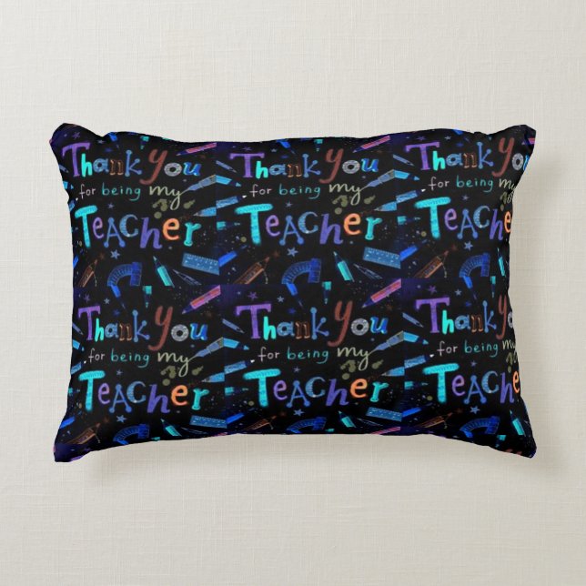 ***ENSEIGNANT DE MERCI*** COUSSIN RETOUR NOIR (Devant)