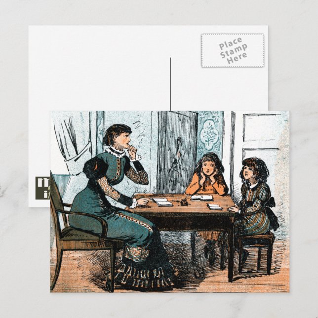 Enseignant et étudiants. Cartes postales vintage (Devant / Derrière)