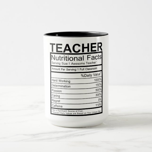 Enseignant Faits nutritionnels Mug (Centre)