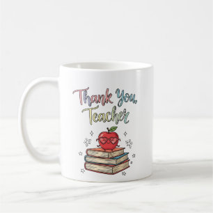 Enseignant Merci Livres & Pomme Mug