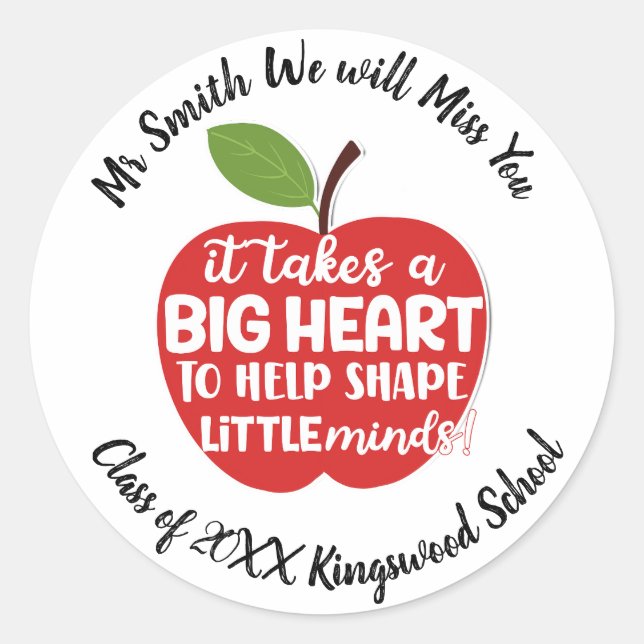 ENSEIGNANT MERCI VOUS MANQUE STICKER PERSONNALISÉ (Devant)