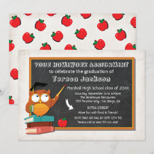 Enseignant Owl avec invitation à la fête de tablea
