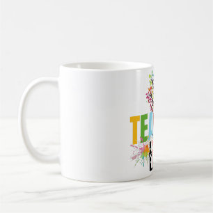 Enseignant vie arc-en-ciel pommier café tasse