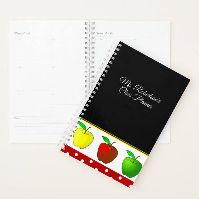 Enseignants Pommes colorées Planificateur quotidie (Devant avec enveloppe)