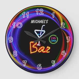 Enseigne au néon pour maison privée horloge de bar